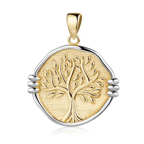 KettenanhäNger Firetti "Schmuck Geschenk Gold 375 Halsschmuck AnhäNger Baum Des Lebens Bicolor", Gelbgoldfarben, WeißGoldfarben, SchmuckanhäNger, Damen, Gelbgold 375, 2,4 G, KettenanhäNger-image
