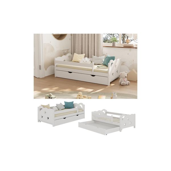 Vitalispa Kinderbett Einzelbett Juniorbett Jessica Weiß 140X70 Cm Modern Kinderzimmer Bett Bettschublade Rausfallschutz-image