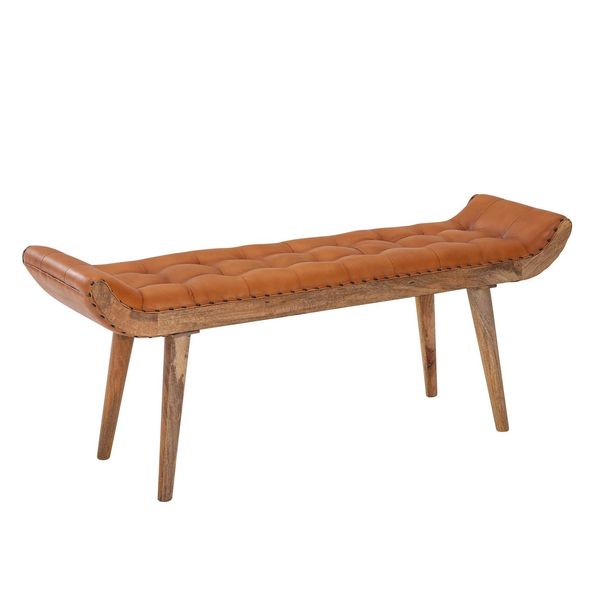 Sitzbank FineBuy Flurbank Chesterfield Echtleder Polsterbank 125X50X38 Cm Bank-image