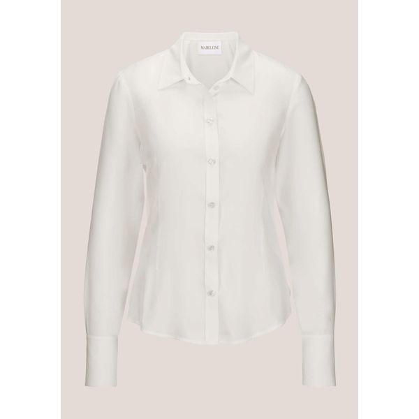 Hemdbluse Madeleine "Hemdbluse Elegante Viskosebluse Mit Hemdkragen", Damen, Gr. 44, Weiß (Wollweiß), Obermaterial: 100% Viskose Cv., Modern, Normal, Blusen Hemdbluse-image