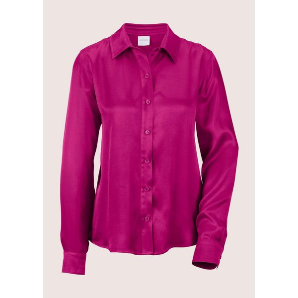 Hemdbluse Madeleine "Hemdbluse Elegante Viskosebluse Mit Hemdkragen", Damen, Gr. 44, Pink (Magenta), Obermaterial: 100% Viskose Cv., Modern, Normal, Blusen Hemdbluse-image