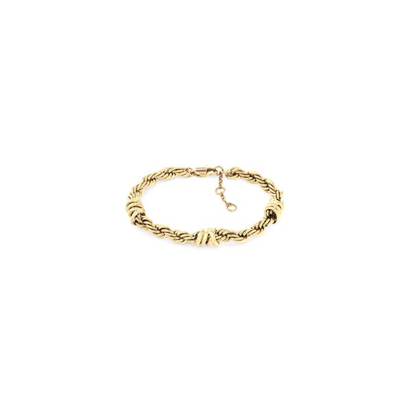 Armkette Tommy Hilfiger "Charms", Gelbgoldfarben, Rot, Weiß, Blau, ArmbäNder, Damen, 19Cm, Edelstahl, Armkette, Emaille-image