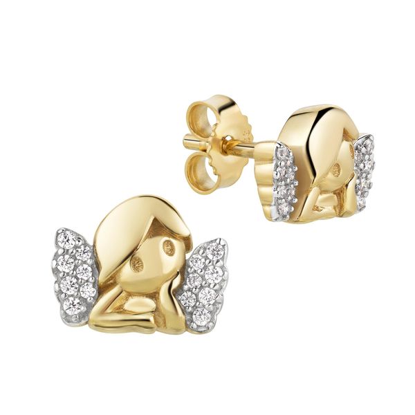 Paar Ohrstecker Firetti "Schmuck Geschenk Gold 333 Ohrschmuck Ohrringe Engel", Gelbgoldfarben, WeißGoldfarben, Kristallweiß, Kristallweiß, Ohrringe, Damen, Gelbgold 333, Mit Zirkonia (Synth.)-image