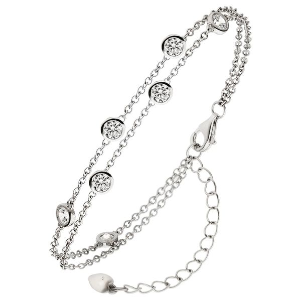 Silberarmband Jobo "Armband 2-Reihig 15 Cm Bis 19,5 Cm Verstellbar", Silber 925, Weiß, ArmbäNder, Damen, 19,5Cm, Silber 925 (Sterlingsilber), Silberarmband, 925 Silber Mit 7 Zirkonia-image