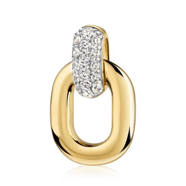 KettenanhäNger Firetti "Schmuck Geschenk Gold 333 Halsschmuck AnhäNger Drop Bicolor", Gelbgoldfarben, WeißGoldfarben, Kristallweiß, Kristallweiß, SchmuckanhäNger, Damen, Gelbgold 333, 2,7 G, KettenanhäNger, Mit Zirkonia (Synth.)-image