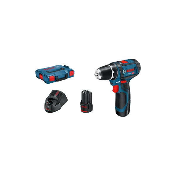Bosch Akku-Bohrschrauber GSR 12V-15 FC Mit 2 X 2,0 Ah Akku L-BOXX 1 Aufsatz (06019F6001)-image