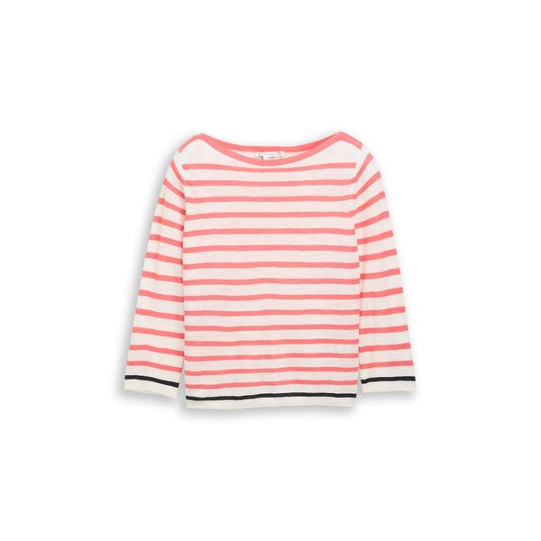 Tom Tailor Damen Strickpullover Mit Streifenmuster, Rot, Gestreift, Gr. L-image