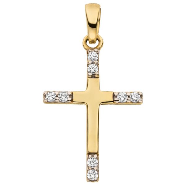 KreuzanhäNger Jobo "AnhäNger Kreuz Goldkreuz 17 Mm", Gold (Gelbgold 333, Weiß), SchmuckanhäNger, Damen, Gelbgold 333, 8 Karat 333 Gold Mit 8 Zirkonia-image