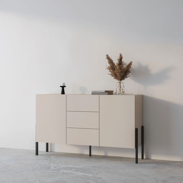Sideboard Otto Home "Jukon, Breite 150 Bzw.180 Cm, Moderne Grifflose Kommode", Beige (Kaschmir), B:150Cm H:90Cm T:40Cm, Sideboards, Sideboard, Schubladenschrank 2 TüRen/3 SchubkäSten, Push-To-Open-Funktion, Topseller-image