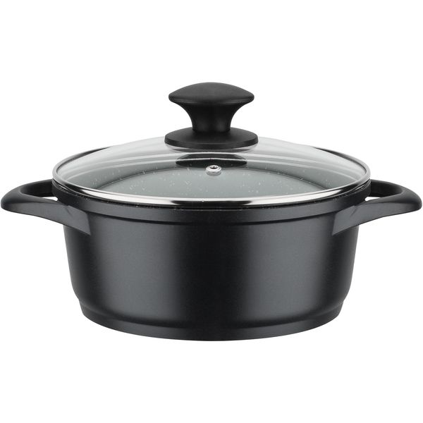 Kochtopf Gsw "Gourmet Granit", Schwarz (Schwarz, Graphit), H:9Cm Ø:20Cm, TöPfe, Kochtopf, Mehrfache, Langlebige Vitaflongranit Antihaft-Versiegelung, Induktion-image
