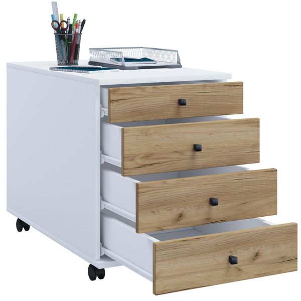 Container Vcm "Rollcontainer BüRocontainer Schublade Lona 50 Cm", Braun (Weiß, Honig, Eiche), B:42Cm T:50Cm, Obermaterial: 100% Holz Wood., Rollwagen, Rollcontainer-image