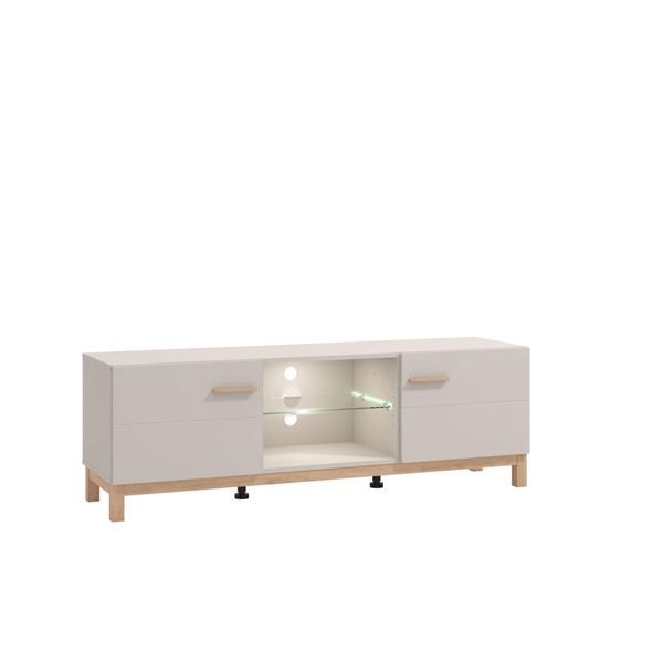 Tv-Bank Home Affaire "Essex, Tv-Board, Tv-Kommode, Tv-Schrank, Tv-Unterschrank, Tv-MöBel", Weiß (Kaschmir), B:154Cm H:50,5Cm T:41,5Cm, Holzwerkstoff, Kunststoff, Mdf, Metall, Sideboards, Elegantes Lowboard (154 Cm) In Kaschmir Mit Viel Stauraum-image