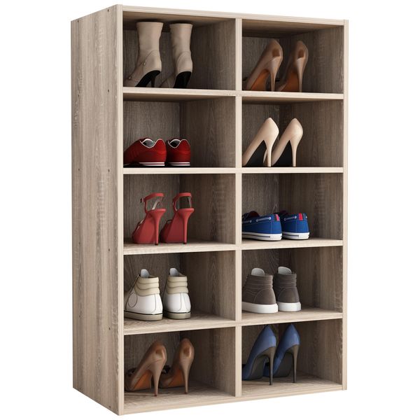 Schuhregal Vcm "Holz Regal Schuhschrank Schuhregal Hinsol M", Braun (Sonoma, Eiche), B:55Cm T:30Cm, Regale, Schuhregal-image