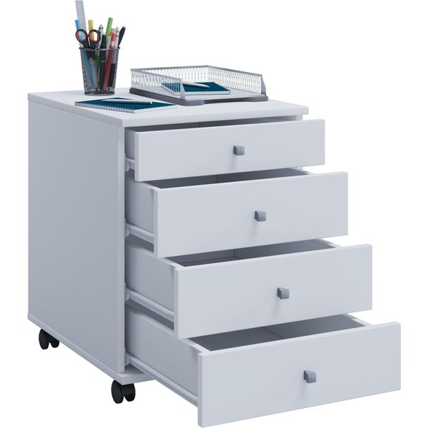 Container Vcm "Rollcontainer BüRocontainer Schublade Lona 50 Cm", Weiß, B:42Cm T:50Cm, Obermaterial: 100% Holz Wood., Rollwagen, Rollcontainer-image