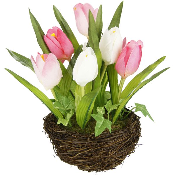 Kunstblume I.Ge.A. "Tulpe", Rosa, B:13Cm H:25Cm L:13Cm, Kunstpflanzen, Im Weidenest, Blume Papageientulpe BlüTe Osterdeko-image