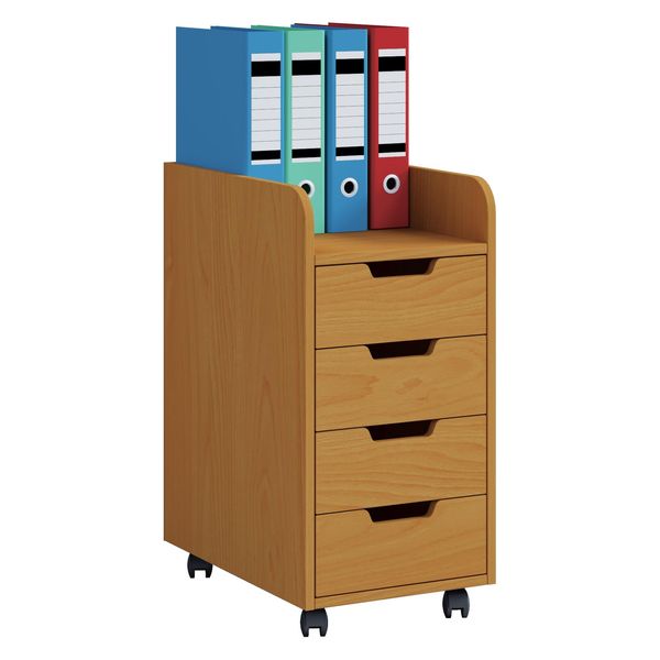 Container Vcm "Rollcontainer BüRocontainer Schublade Konal Mini", Braun (Buche), B:33Cm T:40Cm, Obermaterial: 100% Holz Wood., Rollwagen, Rollcontainer-image