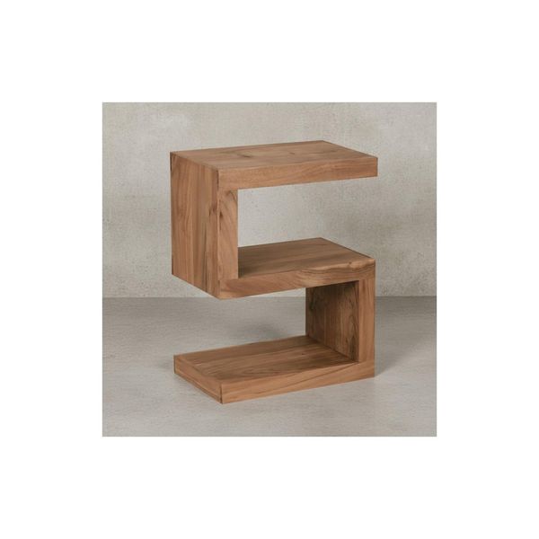 Kadima Design Beistelltisch "S"" Cube Nako: Sheesham-Holz, S-Form, 44X30 Cm, 60 Cm HöHe, Handgefertigt."-image
