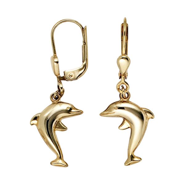 Paar OhrhäNger Jobo "Delfin", Gold (Gelbgold 333), Ohrringe, Damen, Gelbgold 333, 333 Gold-image
