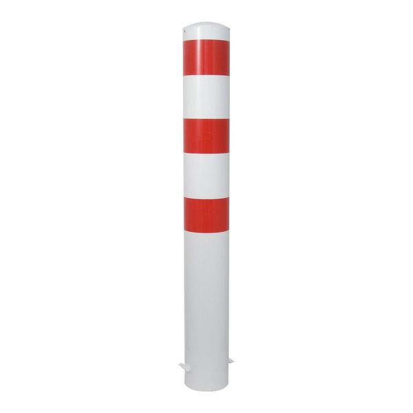 Schake Absperrpfosten Typ 40151B, Ortsfest, Zum Einbetonieren, Ø 152Mm, GesamtläNge:1500Mm, Weiß / Rot)-image
