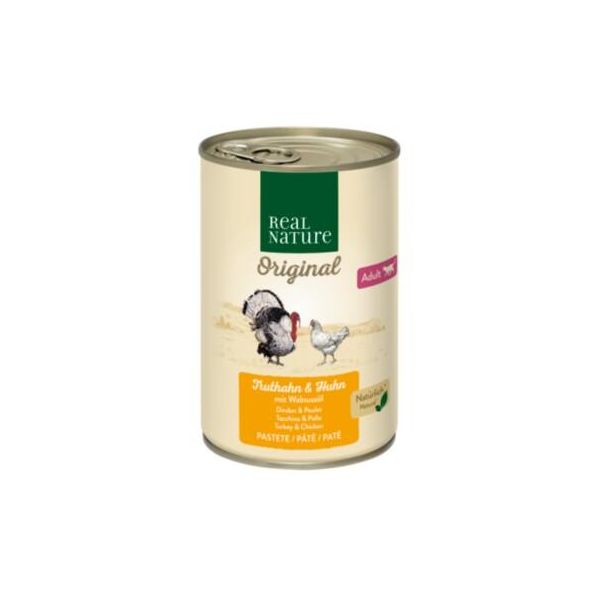 Real Nature Adult Dinde Et Poulet à L’Huile De Noix 24X400 G-image