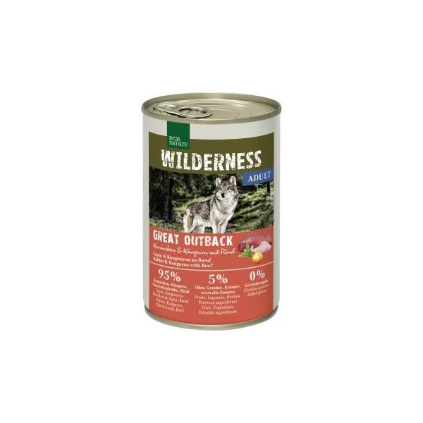 Real Nature Wilderness Nourriture Humide Chien Adulte Great Outback Lapin, Kangourou Et BœUf 24X400 G-image