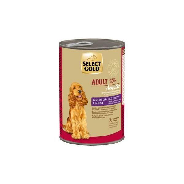 Select Gold Nourriture Humide Pour Chien Sensitive Adult Agneau Au Saumon & Aux Pommes De Terre 6X400 G-image