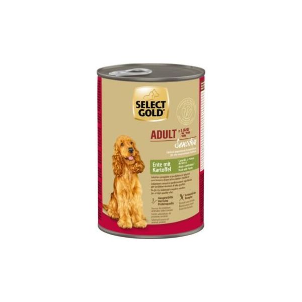 Select Gold Nourriture Humide Pour Chien Sensitive Adult Canard Aux Pommes De Terre 12X400 G-image