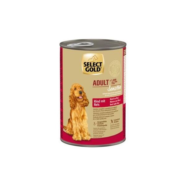 Select Gold Nourriture Humide Pour Chien Sensitive Adult BœUf Au Riz 12X400 G-image