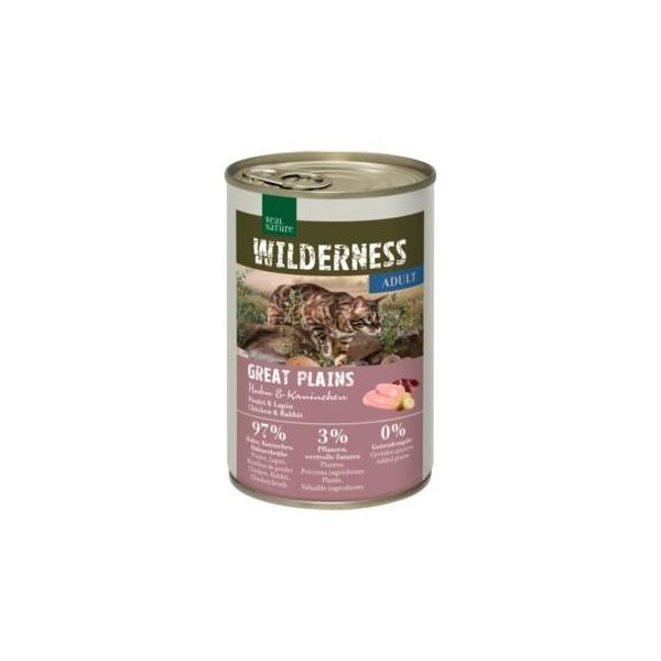 Real Nature Wilderness Nourriture Humide Pour Chat, Adulte Great Plains Poulet Et Lapin 24X400 G-image