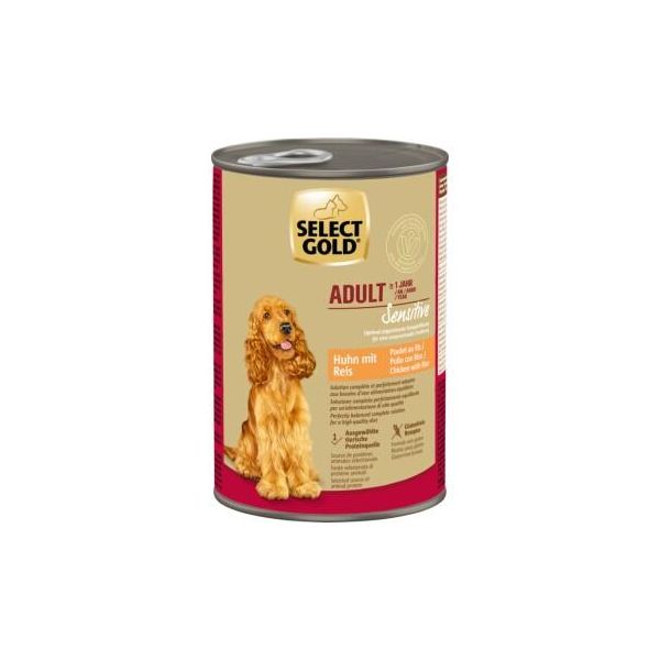 Select Gold Nourriture Humide Pour Chien Sensitive Adult Poulet Au Riz 24X400 G-image
