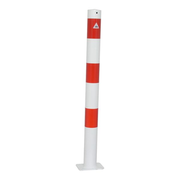 Schake Absperrpfosten Typ 476PB/2, Ortsfest, Ø 76Mm, Weiß / Rot + 2 ÖSen)-image