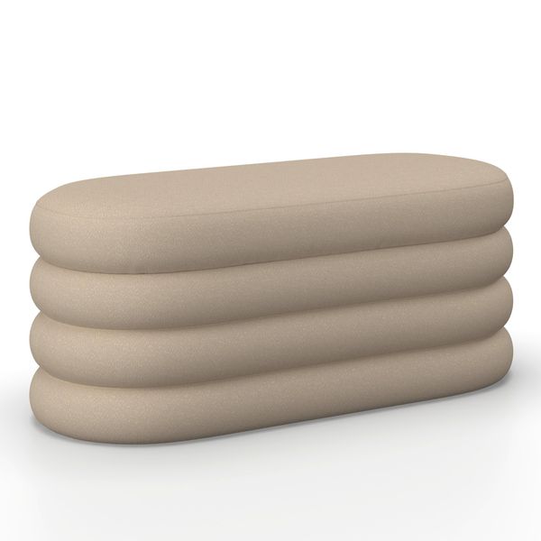 Hockerbank Lorena Beige Bouclé Gepolstert Mit Stauraum-image