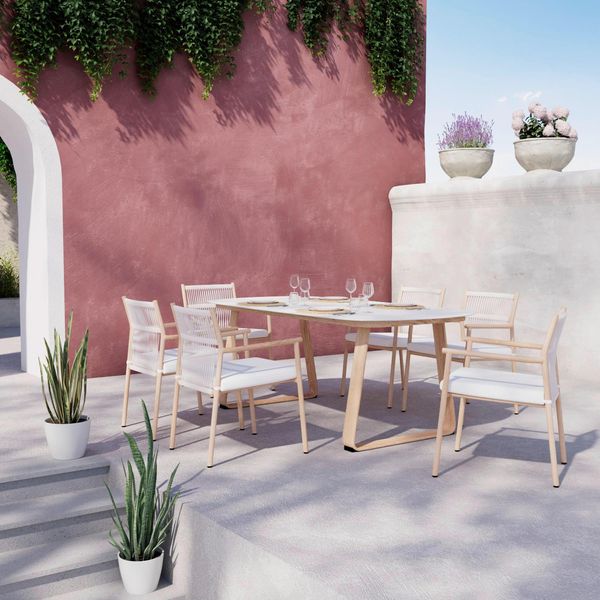 Gartentischgruppe Enzi Naturfarben/Beige 7-Teilig-image