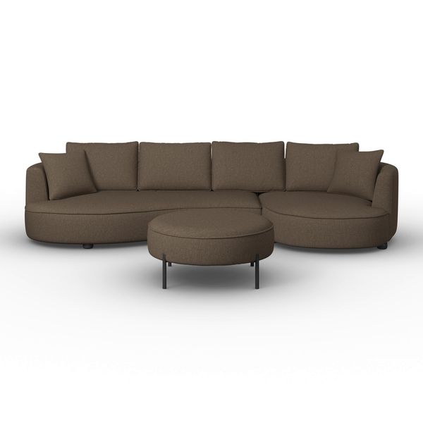 Wohnlandschaft Nilas Braun Chenille Mit Hocker-image