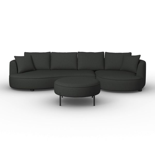 Wohnlandschaft Nilas Schwarz Chenille Mit Hocker-image