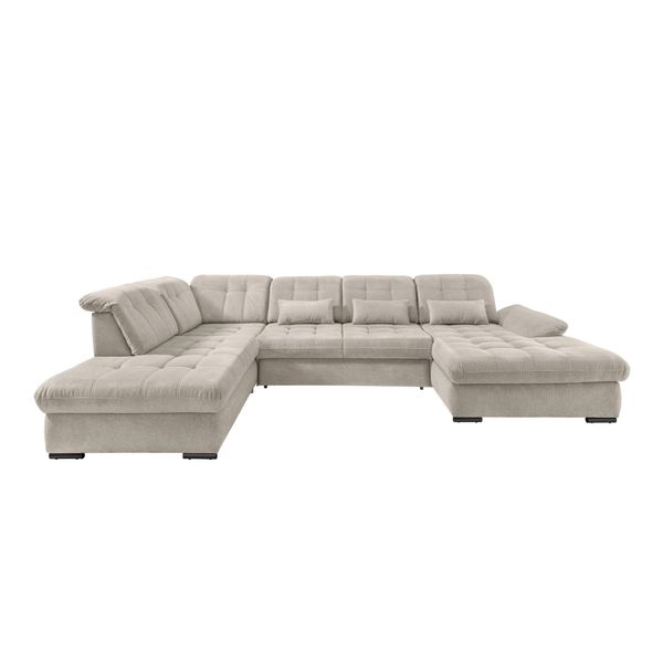 Wohnlandschaft Rigatti Beige Chenille Mit Bettkasten-image