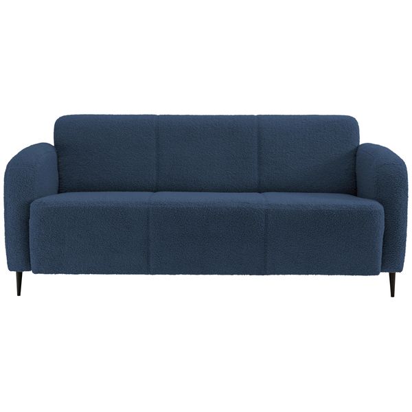 3-Sitzer-Sofa Marone Blau Teddystoff-image