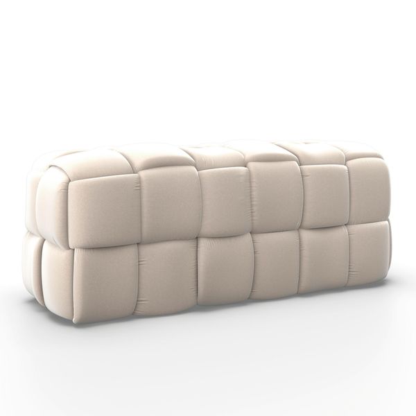 Hockerbank Ella Beige Samt Gepolstert-image