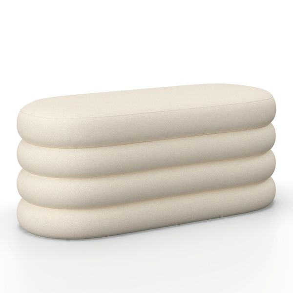 Hockerbank Lorena Creme Bouclé Gepolstert Mit Stauraum-image
