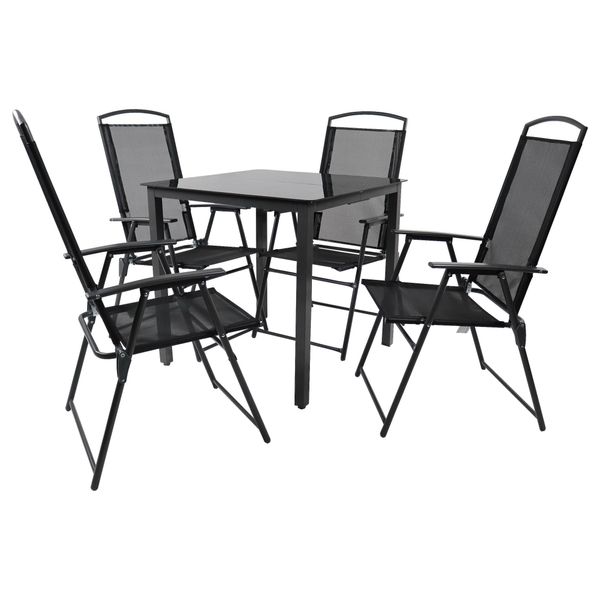 Gartentischgruppe Schwarz 5-Teilig-image