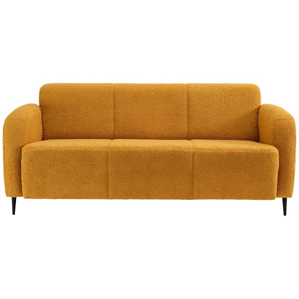 3-Sitzer-Sofa Marone Gelb Teddystoff-image