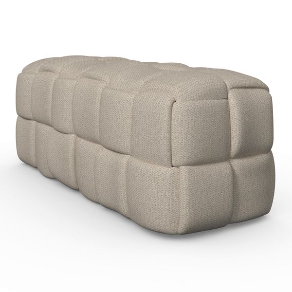 Hockerbank Ella Beige Bouclé Gepolstert-image