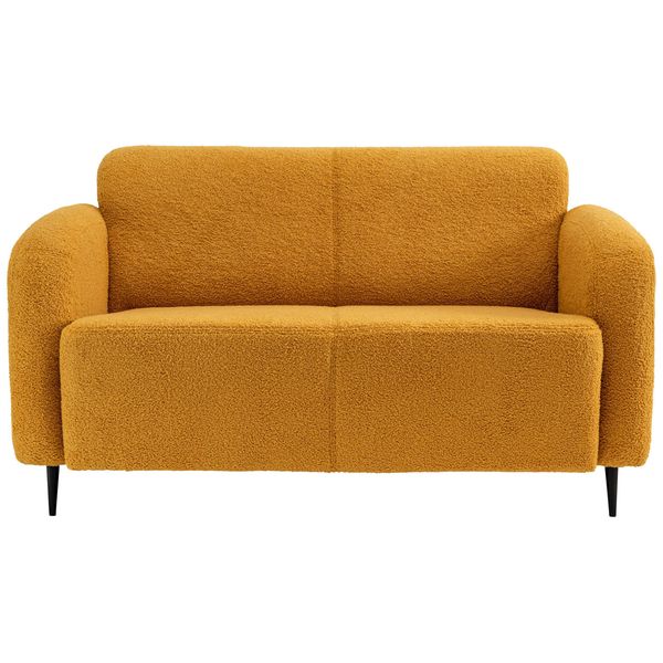 2-Sitzer-Sofa Marone Gelb Teddystoff-image