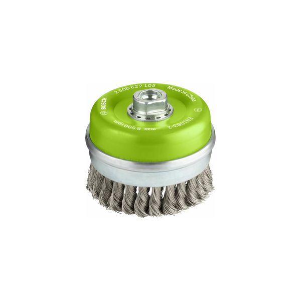Bosch TopfbüRste Edelstahl Gezopfter Draht 100 Mm 0,35 Mm 8500 U/ Min M14 (2608622105)-image