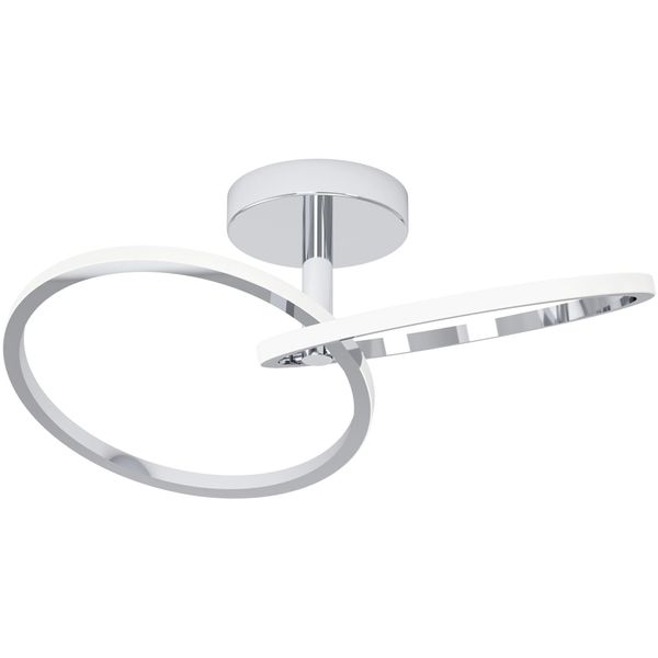 Eglo Deckenleuchte "Congiunti Deckenlampe - Stahl - Led - 12W - IP20", Chrom, 1, H: 14Cm, 1 Stk., Leuchten, Wohzimmerlampe, Esszimmerlampe, Flur, Schlafzimmer,L46,5 X B28 X H14Cm, Deckenleuchte-image