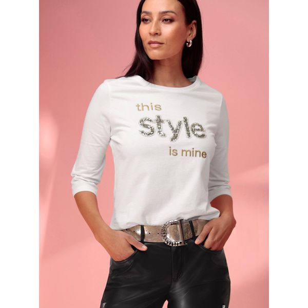 3/4-Arm-Shirt Heine "Shirt", Damen, Gr. 36, Beige (Ecru), 100% Baumwolle, Unifarben, Rundhals, Shirts 3/4-Arm-Shirt-image