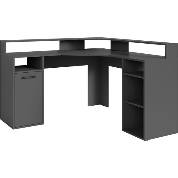 Gamingtisch Byliving "Fox", Grau (Anthrazit, Anthrazit, Anthrazit), B:139Cm H:120Cm T:139Cm, Tische, Breite 139 Cm, Moderner Eck-Schreibtisch-image