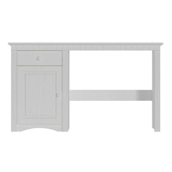 Schreibtisch Otto Home "Leuhan", Weiß (Weiß, Weiß, Weiß), B:129Cm H:76Cm T:48Cm, Tische, Schreibtisch, Aus Massiver Kiefer, Mit Einer Schublade, In Zwei Farben-image