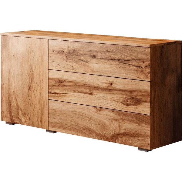 Sideboard Otto Home "Paris", Beige (Eichefarbe Votan, Eichefarbe Votan), B:111Cm H:68Cm T:39Cm, Sideboards, Sideboard, Moderne 110Cm Breite Grifflose Kommode, Vielseitig Einsetzbar-image