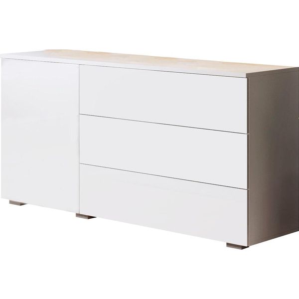 Sideboard Otto Home "Paris", Weiß (Weiß Matt, Weiß Hochglanz), B:111Cm H:68Cm T:39Cm, Sideboards, Sideboard, Moderne 110Cm Breite Grifflose Kommode, Vielseitig Einsetzbar-image